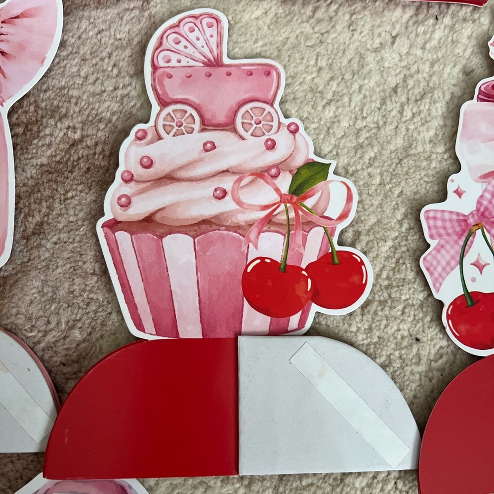 Baby Shower Decoration Set of 6 Cherry Theme Centerpieces - Picture 4 of 8